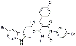 (E)-5-((2-(5-BROMO-2-METHYL-1H-INDOL-3-YL)ETHYLAMINO)(4-CHLOROPHENYL)METHYLENE)-1-(4-BROMOPHENYL)PYRIMIDINE-2,4,6(1H,3H,5H)-TRIONE Struktur