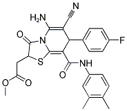 METHYL 2-(5-AMINO-6-CYANO-8-(3,4-DIMETHYLPHENYLCARBAMOYL)-7-(4-FLUOROPHENYL)-3-OXO-3,7-DIHYDRO-2H-THIAZOLO[3,2-A]PYRIDIN-2-YL)ACETATE Struktur