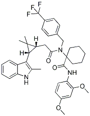 N-(2,4-DIMETHOXYPHENYL)-1-(2-((1R,3S)-2,2-DIMETHYL-3-(2-METHYL-1H-INDOL-3-YL)CYCLOPROPYL)-N-(4-(TRIFLUOROMETHYL)BENZYL)ACETAMIDO)CYCLOHEXANECARBOXAMIDE Struktur