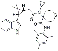 4-(N-CYCLOPROPYL-2-((1R,3S)-2,2-DIMETHYL-3-(2-METHYL-1H-INDOL-3-YL)CYCLOPROPYL)ACETAMIDO)-N-MESITYL-TETRAHYDRO-2H-THIOPYRAN-4-CARBOXAMIDE Struktur