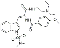 (Z)-N-(3-(2-(DIETHYLAMINO)ETHYLAMINO)-1-(1-(N,N-DIMETHYLSULFAMOYL)-1H-INDOL-3-YL)-3-OXOPROP-1-EN-2-YL)-4-METHOXYBENZAMIDE Struktur