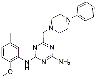 N2-(2-METHOXY-5-METHYLPHENYL)-6-((4-PHENYLPIPERAZIN-1-YL)METHYL)-1,3,5-TRIAZINE-2,4-DIAMINE Struktur