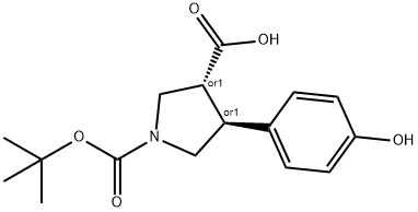 BOC-(TRANS)-4-(4-HYDROXY-PHENYL)-PYRROLIDINE-3-CARBOXYLIC ACID Struktur