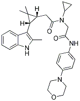 N-CYCLOPROPYL-2-((1R,3S)-2,2-DIMETHYL-3-(2-METHYL-1H-INDOL-3-YL)CYCLOPROPYL)-N-(2-(4-MORPHOLINOPHENYLAMINO)-2-OXOETHYL)ACETAMIDE Struktur