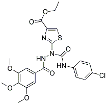 ETHYL 2-(1-(4-CHLOROPHENYLCARBAMOYL)-2-(3,4,5-TRIMETHOXYBENZOYL)HYDRAZINYL)THIAZOLE-4-CARBOXYLATE Struktur