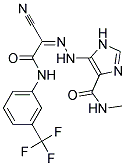 5-[(2Z)-2-(1-CYANO-2-OXO-2-{[3-(TRIFLUOROMETHYL)PHENYL]AMINO}ETHYLIDENE)HYDRAZINO]-N-METHYL-1H-IMIDAZOLE-4-CARBOXAMIDE Struktur