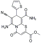 METHYL 6-AMINO-9-(AMINOCARBONYL)-7-CYANO-4-OXO-8-THIEN-2-YL-4H,8H-PYRIDO[2,1-B][1,3]THIAZINE-2-CARBOXYLATE Struktur