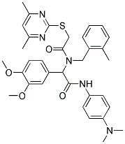 2-(3,4-DIMETHOXYPHENYL)-N-(4-(DIMETHYLAMINO)PHENYL)-2-(2-(4,6-DIMETHYLPYRIMIDIN-2-YLTHIO)-N-(2-METHYLBENZYL)ACETAMIDO)ACETAMIDE Struktur