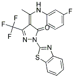 (4Z)-2-(1,3-BENZOTHIAZOL-2-YL)-4-{1-[(3-FLUOROPHENYL)AMINO]ETHYLIDENE}-5-(TRIFLUOROMETHYL)-2,4-DIHYDRO-3H-PYRAZOL-3-ONE Struktur