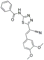 N-{5-[(E)-1-CYANO-2-(3,4-DIMETHOXYPHENYL)VINYL]-1,3,4-THIADIAZOL-2-YL}BENZAMIDE Struktur