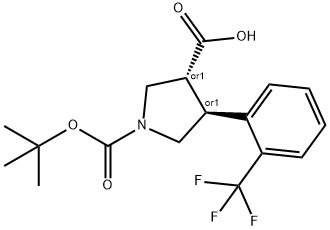 BOC-(TRANS)-4-(2-TRIFLUOROMETHYL-PHENYL)-PYRROLIDINE-3-CARBOXYLIC ACID Struktur