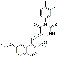 (E)-5-((2,7-DIETHOXYNAPHTHALEN-1-YL)METHYLENE)-1-(3,4-DIMETHYLPHENYL)-2-THIOXO-DIHYDROPYRIMIDINE-4,6(1H,5H)-DIONE Struktur