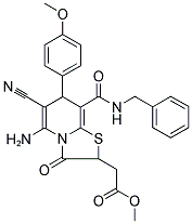 METHYL 2-(5-AMINO-8-(BENZYLCARBAMOYL)-6-CYANO-7-(4-METHOXYPHENYL)-3-OXO-3,7-DIHYDRO-2H-THIAZOLO[3,2-A]PYRIDIN-2-YL)ACETATE Struktur