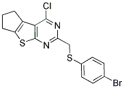 2-([(4-BROMOPHENYL)THIO]METHYL)-4-CHLORO-6,7-DIHYDRO-5H-CYCLOPENTA[4,5]THIENO[2,3-D]PYRIMIDINE Struktur