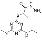 2-{[4-(DIMETHYLAMINO)-6-(ETHYLAMINO)-1,3,5-TRIAZIN-2-YL]THIO}PROPANOHYDRAZIDE Struktur