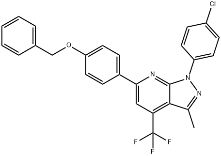 6-[4-(BENZYLOXY)PHENYL]-1-(4-CHLOROPHENYL)-3-METHYL-4-(TRIFLUOROMETHYL)-1H-PYRAZOLO[3,4-B]PYRIDINE Struktur