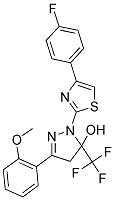 1-[4-(4-FLUOROPHENYL)-1,3-THIAZOL-2-YL]-3-(2-METHOXYPHENYL)-5-(TRIFLUOROMETHYL)-4,5-DIHYDRO-1H-PYRAZOL-5-OL Struktur