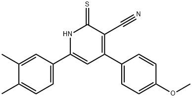 3-PYRIDINECARBONITRILE, 6-(3,4-DIMETHYLPHENYL)-2-MERCAPTO-4-(4-METHOXYPHENYL)- Struktur