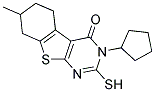 3-CYCLOPENTYL-2-MERCAPTO-7-METHYL-5,6,7,8-TETRAHYDRO[1]BENZOTHIENO[2,3-D]PYRIMIDIN-4(3H)-ONE Struktur