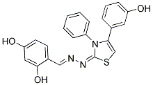 2,4-DIHYDROXYBENZALDEHYDE [(2E)-4-(3-HYDROXYPHENYL)-3-PHENYL-1,3-THIAZOL-2(3H)-YLIDENE]HYDRAZONE Struktur