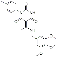 1-(4-METHYLPHENYL)-5-{(E)-1-[(3,4,5-TRIMETHOXYBENZYL)AMINO]ETHYLIDENE}-2,4,6(1H,3H,5H)-PYRIMIDINETRIONE Struktur