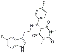 5-((4-CHLOROPHENYL){[2-(5-FLUORO-1H-INDOL-3-YL)ETHYL]IMINO}METHYL)-1,3-DIMETHYL-2,4,6(1H,3H,5H)-PYRIMIDINETRIONE Struktur