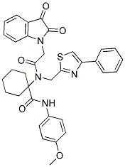 1-(2-(2,3-DIOXOINDOLIN-1-YL)-N-((4-PHENYLTHIAZOL-2-YL)METHYL)ACETAMIDO)-N-(4-METHOXYPHENYL)CYCLOHEXANECARBOXAMIDE Struktur