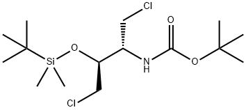 2S-T-BUTYLDIMETHYLSILYLOXY-3R-(T-BOC)-AMINO-1,4-DICHLOROBUTANE Struktur