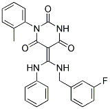 5-{(Z)-ANILINO[(3-FLUOROBENZYL)AMINO]METHYLIDENE}-1-(2-METHYLPHENYL)-2,4,6(1H,3H)-PYRIMIDINETRIONE Struktur