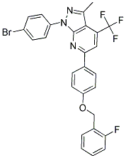 1-(4-BROMOPHENYL)-6-(4-(2-FLUOROBENZYLOXY)PHENYL)-3-METHYL-4-(TRIFLUOROMETHYL)-1H-PYRAZOLO[3,4-B]PYRIDINE Struktur