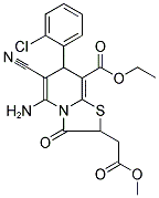 ETHYL 5-AMINO-7-(2-CHLOROPHENYL)-6-CYANO-2-(2-METHOXY-2-OXOETHYL)-3-OXO-2,3-DIHYDRO-7H-[1,3]THIAZOLO[3,2-A]PYRIDINE-8-CARBOXYLATE Struktur