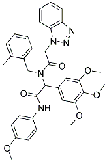 2-(2-(1H-BENZO[D][1,2,3]TRIAZOL-1-YL)-N-(2-METHYLBENZYL)ACETAMIDO)-N-(4-METHOXYPHENYL)-2-(3,4,5-TRIMETHOXYPHENYL)ACETAMIDE Struktur