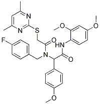 N-(2,4-DIMETHOXYPHENYL)-2-(2-(4,6-DIMETHYLPYRIMIDIN-2-YLTHIO)-N-(4-FLUOROBENZYL)ACETAMIDO)-2-(4-METHOXYPHENYL)ACETAMIDE Struktur