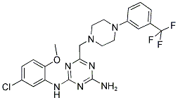 N2-(5-CHLORO-2-METHOXYPHENYL)-6-((4-(3-(TRIFLUOROMETHYL)PHENYL)PIPERAZIN-1-YL)METHYL)-1,3,5-TRIAZINE-2,4-DIAMINE Struktur