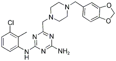 6-((4-(BENZO[D][1,3]DIOXOL-5-YLMETHYL)PIPERAZIN-1-YL)METHYL)-N2-(3-CHLORO-2-METHYLPHENYL)-1,3,5-TRIAZINE-2,4-DIAMINE Struktur