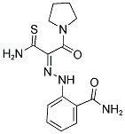 2-{(2E)-2-[2-AMINO-1-(PYRROLIDIN-1-YLCARBONYL)-2-THIOXOETHYLIDENE]HYDRAZINO}BENZAMIDE Struktur