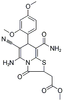 METHYL 2-[5-AMINO-8-(AMINOCARBONYL)-6-CYANO-7-(2,4-DIMETHOXYPHENYL)-3-OXO-2,3-DIHYDRO-7H-[1,3]THIAZOLO[3,2-A]PYRIDIN-2-YL]ACETATE Struktur