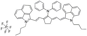 BENZO[CD]INDOLIUM, 1-BUTYL-2-[(E)-2-[3-[(E)-2-[1-BUTYLBENZO[CD]INDOL-2(1H)-YLIDENE]ETHYLIDENE]-2-(DIPHENYLAMINO)-1-CYCLOPENTEN-1-YL]ETHENYL]-HEXAFLUOROPHOSPHATE Struktur