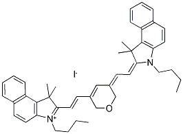 3-BUTYL-2-((E)-2-[5-[(Z)-2-(3-BUTYL-1,1-DIMETHYL-1,3-DIHYDRO-2H-BENZO[E]INDOL-2-YLIDENE)ETHYLIDENE]-2H-PYRAN-3(6H)-YL]ETHENYL)-1,1-DIMETHYL-1H-BENZO[E]INDOLIUM IODIDE Struktur