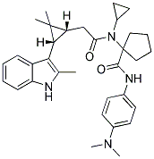 1-(N-CYCLOPROPYL-2-((1R,3S)-2,2-DIMETHYL-3-(2-METHYL-1H-INDOL-3-YL)CYCLOPROPYL)ACETAMIDO)-N-(4-(DIMETHYLAMINO)PHENYL)CYCLOPENTANECARBOXAMIDE Struktur