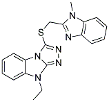 9-ETHYL-3-(1-METHYL-1H-BENZOIMIDAZOL-2-YLMETHYLSULFANYL)-9H-BENZO[4,5]IMIDAZO[2,1-C][1,2,4]TRIAZOLE Struktur