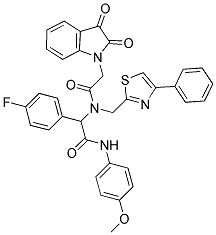 2-(2,3-DIOXOINDOLIN-1-YL)-N-(1-(4-FLUOROPHENYL)-2-(4-METHOXYPHENYLAMINO)-2-OXOETHYL)-N-((4-PHENYLTHIAZOL-2-YL)METHYL)ACETAMIDE Struktur