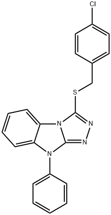 3-(4-CHLORO-BENZYLSULFANYL)-9-PHENYL-9H-BENZO[4,5]IMIDAZO[2,1-C][1,2,4]TRIAZOLE Struktur