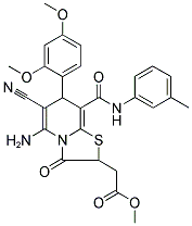 METHYL 2-(5-AMINO-6-CYANO-7-(2,4-DIMETHOXYPHENYL)-3-OXO-8-(M-TOLYLCARBAMOYL)-3,7-DIHYDRO-2H-THIAZOLO[3,2-A]PYRIDIN-2-YL)ACETATE Struktur