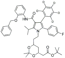 (6-(2-[3-(2-BENZYLOXY-PHENYLCARBAMOYL)-5-(4-FLUORO-PHENYL)-2-ISOPROPYL-4-PHENYL-D5-PYRROL-1-YL]-ETHYL)-2,2-DIMETHYL-[1,3]-DIOXANE-4-YL)-ACETIC ACID, TERT-BUTYL ESTER Struktur