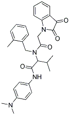 N-(4-(DIMETHYLAMINO)PHENYL)-2-(2-(2,3-DIOXOINDOLIN-1-YL)-N-(2-METHYLBENZYL)ACETAMIDO)-3-METHYLBUTANAMIDE Struktur