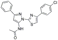 N-{1-[4-(4-CHLOROPHENYL)-1,3-THIAZOL-2-YL]-3-PHENYL-1H-PYRAZOL-5-YL}ACETAMIDE Struktur