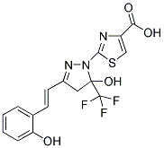 2-[5-HYDROXY-3-[(E)-2-(2-HYDROXYPHENYL)VINYL]-5-(TRIFLUOROMETHYL)-4,5-DIHYDRO-1H-PYRAZOL-1-YL]-1,3-THIAZOLE-4-CARBOXYLIC ACID Struktur