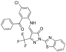 (4Z)-2-(1,3-BENZOTHIAZOL-2-YL)-4-{[(2-BENZOYL-4-CHLOROPHENYL)AMINO]METHYLENE}-5-(TRIFLUOROMETHYL)-2,4-DIHYDRO-3H-PYRAZOL-3-ONE Struktur