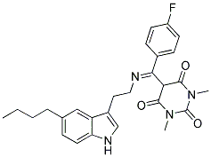 5-[{[2-(5-BUTYL-1H-INDOL-3-YL)ETHYL]IMINO}(4-FLUOROPHENYL)METHYL]-1,3-DIMETHYL-2,4,6(1H,3H,5H)-PYRIMIDINETRIONE Struktur